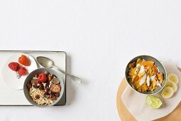 Berry muesli and muesli with exotic fruits