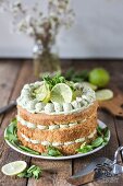 Lime cake with basil