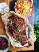 Guinness and lime rump steak with onion marmalade