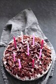 A birthday cake with candles