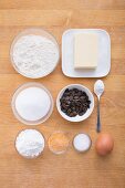 Ingredients for making orange and pumpkin drop biscuits