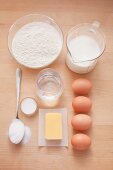 Ingredients for classic egg pancakes