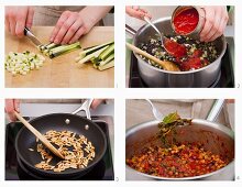 How to make courgette and lentil bolognese (Vegan)