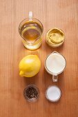 Ingredients for vegan lemon and pepper mayonnaise