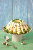 Vegetable salad with mayonnaise, decorated like a cake