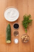 Ingredients for vegan tzatziki