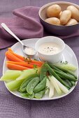 Steamed vegetables with lemon cream