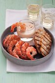 King prawns with cocktail sauce