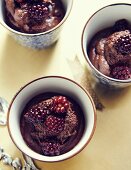 Chickpea and chocolate mousse with blackberries