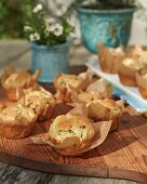 Bear garlic muffins wrapped in baking paper