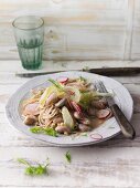 Fennel and bean salad with soba noodles and tahini