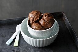 Chocolate ice cream with avocado and birch sugar