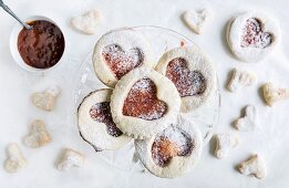 Sweet homemade love cookies with jam