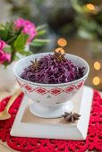 Red cabbage with cinnamon and star anise for Christmas dinner