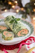 Spinach roulade filled with tomatoes and ricotta for Christmas dinner