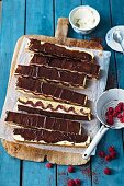 'Donauwelle' (chocolate, cream and cherry cake) with mascarpone cream