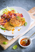 Quinoa and potato fritter with chia seeds