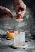 Gin and tonic with juniper berries and grapefruit