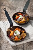 Stewed root vegetables with sour cream and dill