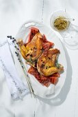 Roasted poultry with watermelon (Southern France)