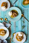 Roasted pears with vanilla ice cream