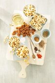 Ingredients for savoury spiced nuts
