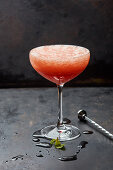 A strawberry champagne cocktail