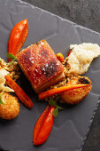 Crispy pork belly with carrots