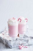 White hot chocolate with candy cane