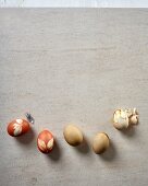 Easter eggs dyed with leaf motifs