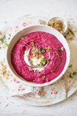 Pureed beetroot and carrot soup