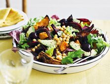 Vegeterian chickpea, pumpkin and beetroot salad