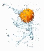 Orange with water splash