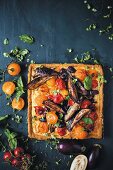 Mediterranean vegetable tart with tomatoes and aubergines