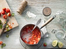 Making strawberry jam