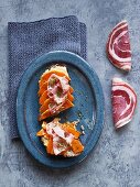 Rye bread with roasted pumpkin and pancetta