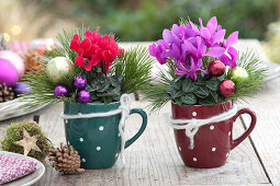 Christmas table decoration on the terrace