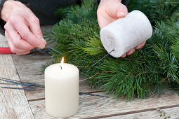 Natural Advent wreath made of fir and pine bind