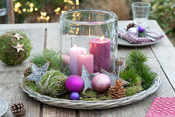 Christmas table decoration on the terrace