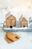 Gingerbread houses decorated with icing