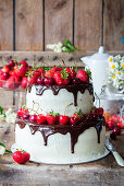 Buttercream cake with strawberry filling