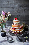Tiered Sponge Cake with Berries and Cream