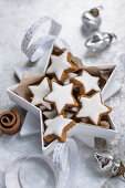 Cinnamon stars in a star shaped gift box