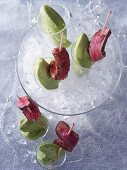 Apple sorbet with dry aged roast beef