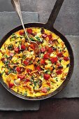 Mushroom omelette with rocket and chorizo