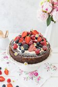 Chocolate cheesecake with berry topping