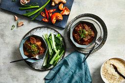 Five-spice pork with a spicy mandarin sauce