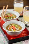 Chicken and sweetcorn soup with chillis and spring onion (Asia)