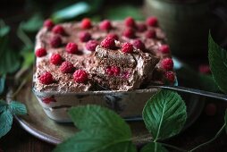 Vegan chocolate and raspberry dessert