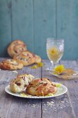 Pastry swirls with dandelion jelly